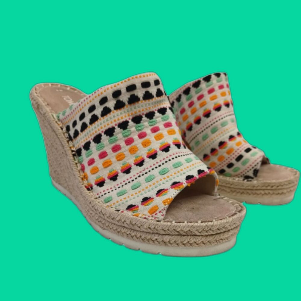 Toms Monica Wedge Espadrille Platform Mules - Size 8.5 - EUC